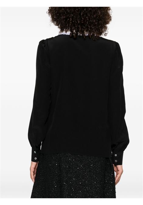 Black lace-trimmed collared blouse Alessandra Rich - women ALESSANDRA RICH | FABX4094F30570900